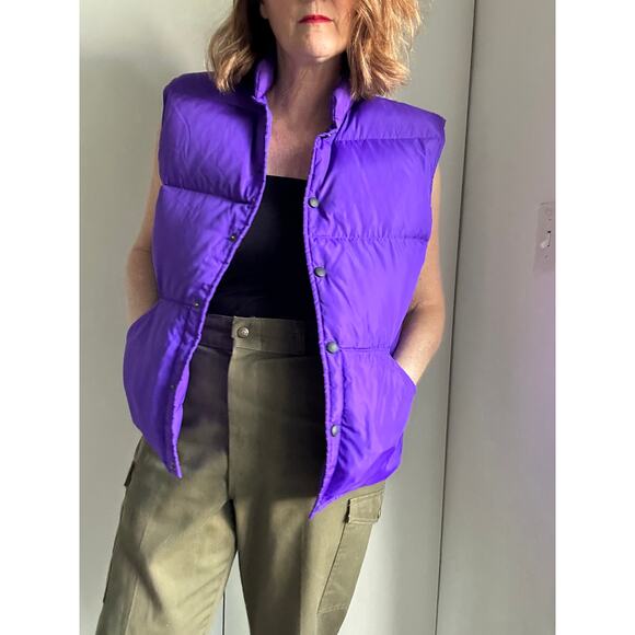 Lands' End Vintage down Puffer Vest Purple Size Small Unisex Outdoor Camping - Picture 9 of 9
